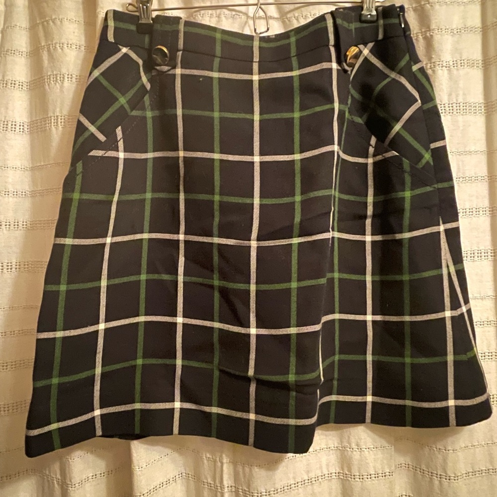 Kate Spade Navy and Green Plaid Mini Skirt